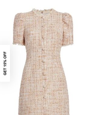 Likely Blush Bouclé Mini Dress with Puff Sleeves MEREDITH DRESS